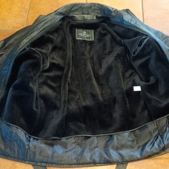 Oscar Piel Men's Black Perfect Leather Insulated Winter Coat Jacket USA - MED - Picture 4 of 9